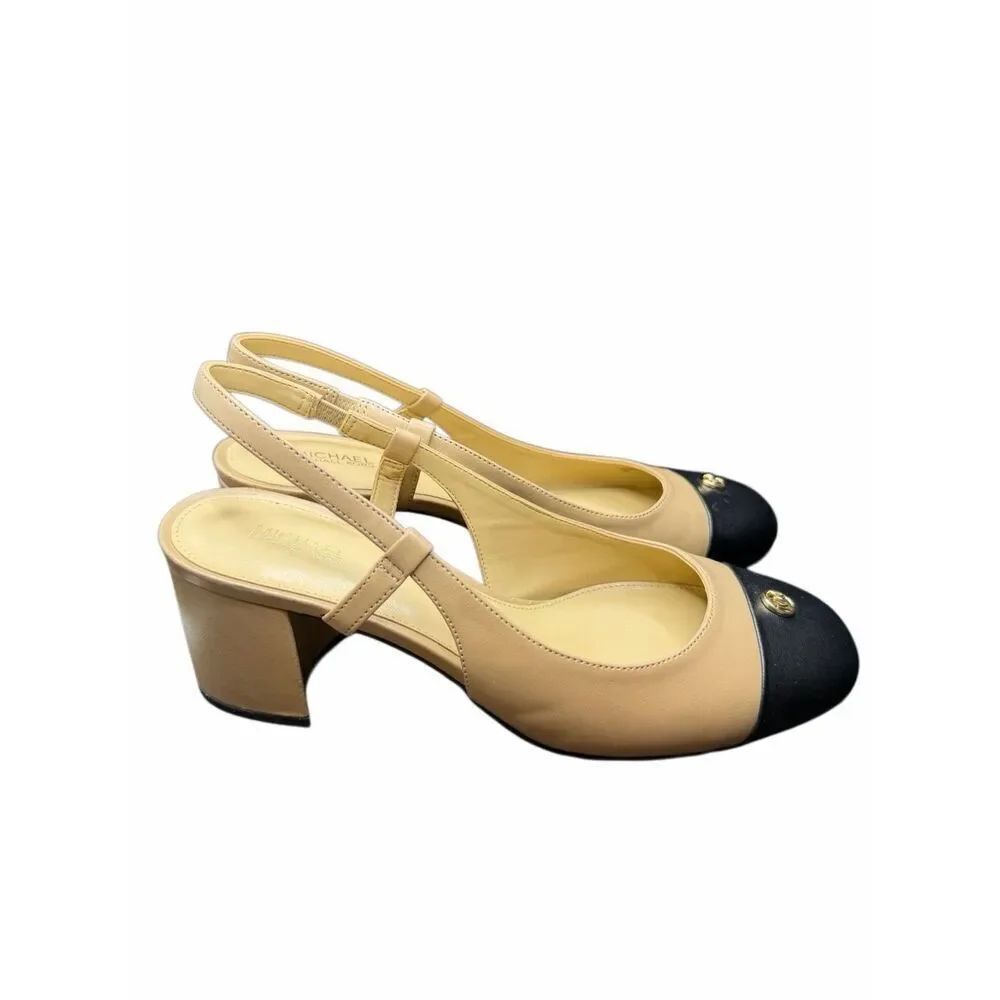 Michael Kors Tan with Black Toe Sling Back- size 9
